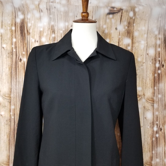 VTG Mark Eisen Collection Made In Italy Women's Sz 4 Black Long Button Up Blazer - Picture 5 of 14